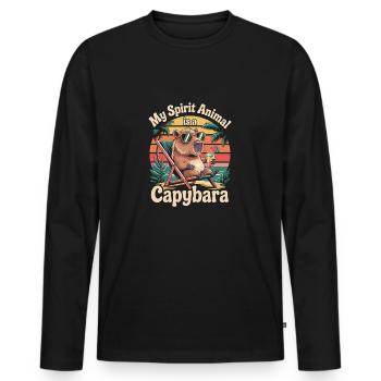 Lustiges Capybara Shirt Desing - Männer Premium Bio Langarmshirt - Schwarz - Vorne - Nico (187cm)