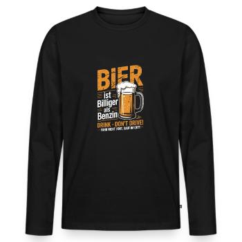 Witziges Bier Design - Männer Premium Bio Langarmshirt - Schwarz - Vorne - Nico (187cm)