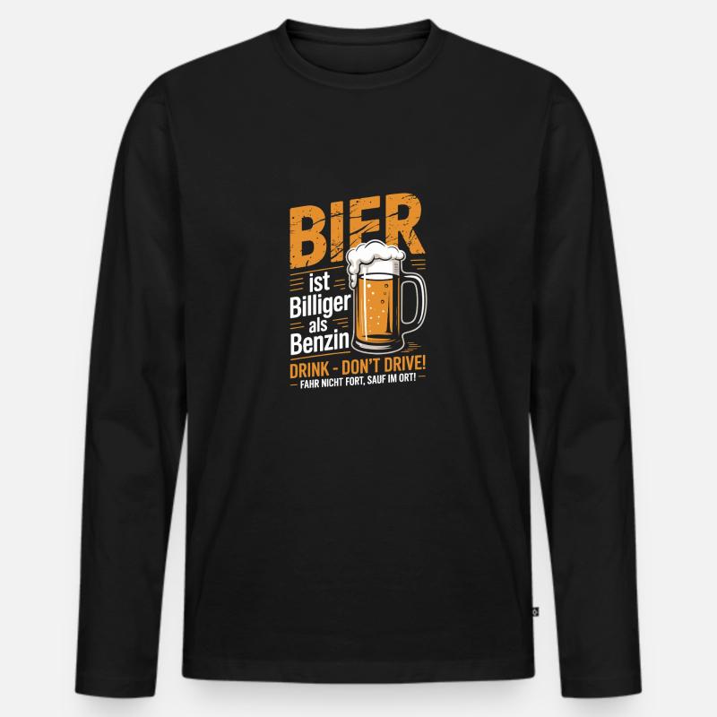 Witziges Bier Design - Männer Premium Bio Langarmshirt - Schwarz