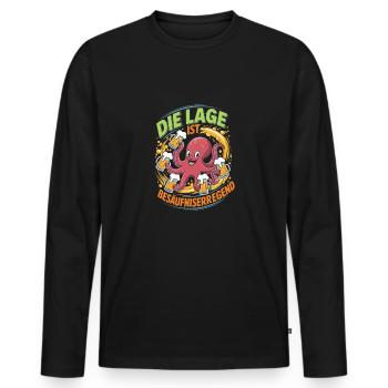 La situation est l’ivresse - T-shirt manches longues Premium bio Homme - noir - Devant - Nico (187cm)