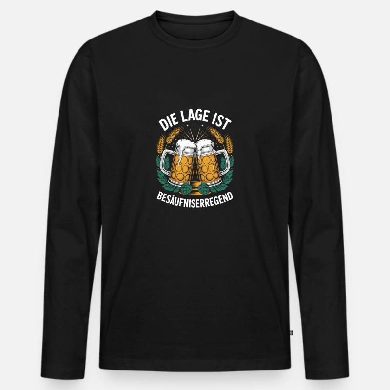Lustiges Bier Design - Männer Premium Bio Langarmshirt - Schwarz