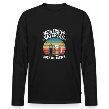 Raise your cups My first Father's Day - Men's Premium Organic Long Sleeve Shirt - black - Front - Nico (187cm)