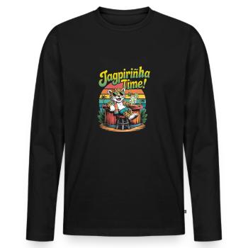 Jaguar mit Capirinha - Männer Premium Bio Langarmshirt - Schwarz - Vorne - Nico (187cm)