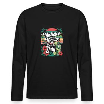 Mistletoe and mojitos Christmas in July - Men's Premium Organic Long Sleeve Shirt - black - Front - Nico (187cm)
