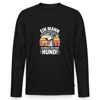 Funny Man Dog Beer - Men's Premium Organic Long Sleeve Shirt - black - Front - Nico (187cm)