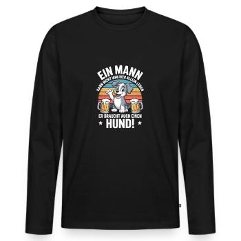 Man Dog Beer - Men's Premium Organic Long Sleeve Shirt - black - Front - Nico (187cm)