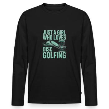 Juste une fille qui aime le Disc Golf - T-shirt manches longues Premium bio Homme - noir - Devant - Nico (187cm)