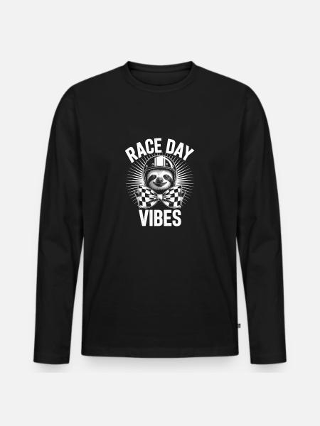 Race day vibes sloth - Men's Premium Organic Long Sleeve Shirt - black