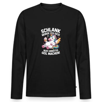 Design de licorne amusant - T-shirt manches longues Premium bio Homme - noir - Devant - Nico (187cm)