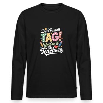 Teachers Parents School Graduation - Men's Premium Organic Long Sleeve Shirt - black - Front - Nico (187cm)