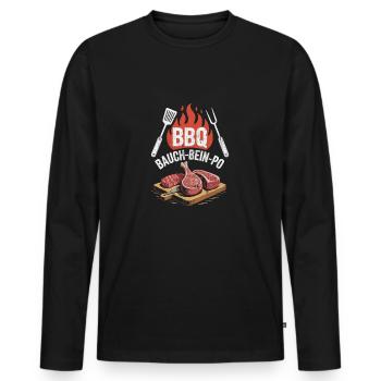 Bauch Bein PO Grill - Männer Premium Bio Langarmshirt - Schwarz - Vorne - Nico (187cm)