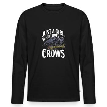 Just a girl who loves crows - Männer Premium Bio Langarmshirt - Schwarz - Vorne - Nico (187cm)