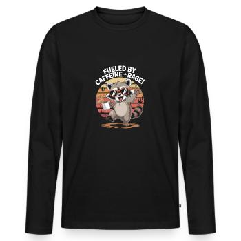 Drôle de raton laveur avec un dicton effronté - T-shirt manches longues Premium bio Homme - noir - Devant - Nico (187cm)