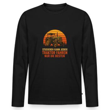 Only the best can study tractor driving - Men's Premium Organic Long Sleeve Shirt - black - Front - Nico (187cm)