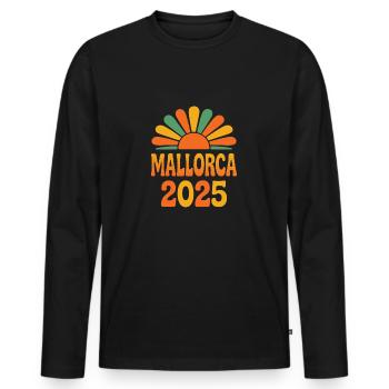 Mallorca 2025 - Men's Premium Organic Long Sleeve Shirt - black - Front - Nico (187cm)