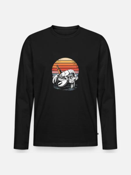 Hummer und Bier - Männer Premium Bio Langarmshirt - Schwarz