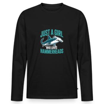 Just a girl who loves Hammerheads - Männer Premium Bio Langarmshirt - Schwarz - Vorne - Nico (187cm)