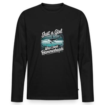 Just a girl who loves Hammerheads - Männer Premium Bio Langarmshirt - Schwarz - Vorne - Nico (187cm)