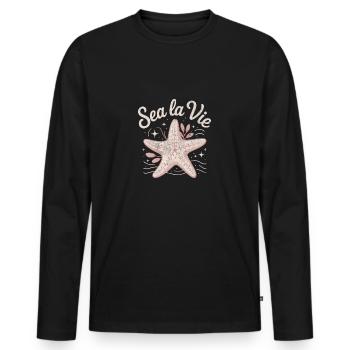 Sea La Vie Sweet Starfish Desing - T-shirt manches longues Premium bio Homme - noir - Devant - Nico (187cm)