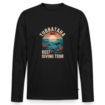 Plongée Tubbataha 2025 - T-shirt manches longues Premium bio Homme - noir - Devant - Nico (187cm)