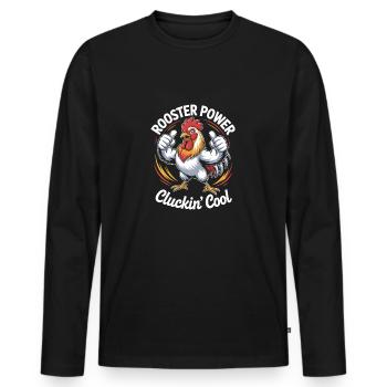 Lustiger Hahn - Männer Premium Bio Langarmshirt - Schwarz - Vorne - Nico (187cm)