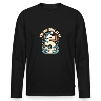 Chemise de requin drôle pour le 5ème anniversaire - T-shirt manches longues Premium bio Homme - noir - Devant - Nico (187cm)