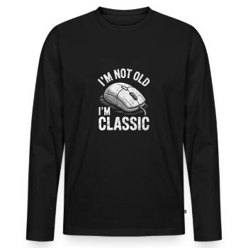 Drôle dans la souris d’ordinateur classique - T-shirt manches longues Premium bio Homme - noir - Devant - Nico (187cm)