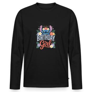 Fille d’anniversaire axolotl - T-shirt manches longues Premium bio Homme - noir - Devant - Nico (187cm)