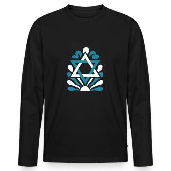 Israel Design with Star of David - Men's Premium Organic Long Sleeve Shirt - black - Front - Nico (187cm)