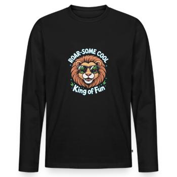 Lustiges Löwen Design Mit Roarsome Cool - Männer Premium Bio Langarmshirt - Schwarz - Vorne - Nico (187cm)