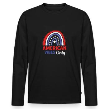 Uniquement des vibrations américaines - T-shirt manches longues Premium bio Homme - noir - Devant - Nico (187cm)