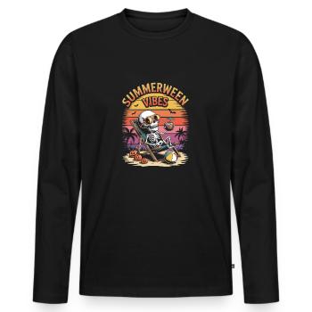 summerween vibes Halloween im Sommer - Männer Premium Bio Langarmshirt - Schwarz - Vorne - Nico (187cm)