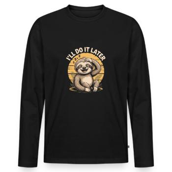 Funny Sloth - Men's Premium Organic Long Sleeve Shirt - black - Front - Nico (187cm)