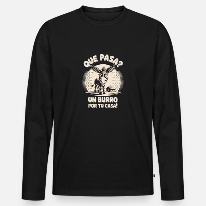 Lustiges Eseldesign - Männer Premium Bio Langarmshirt - Schwarz