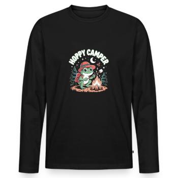 Hoppy Camper Camper Frog - Men's Premium Organic Long Sleeve Shirt - black - Front - Nico (187cm)