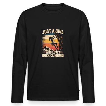 Just a girl who loves Rock Climbing - Männer Premium Bio Langarmshirt - Schwarz - Vorne - Nico (187cm)