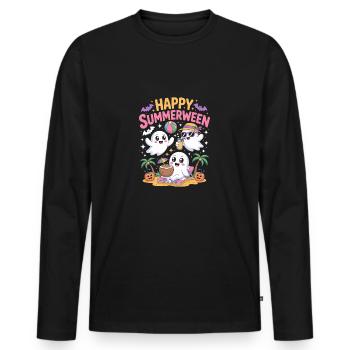 Happy Summerween - Männer Premium Bio Langarmshirt - Schwarz - Vorne - Nico (187cm)