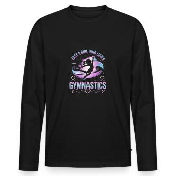 Juste une fille qui aime la gymnastique - T-shirt manches longues Premium bio Homme - noir - Devant - Nico (187cm)