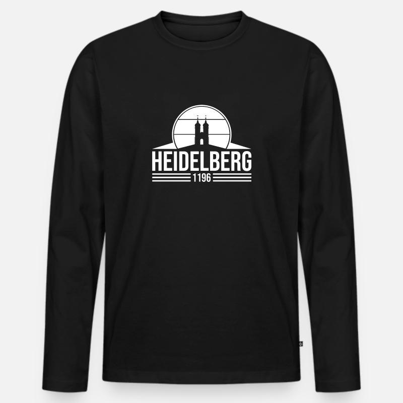 Heidelberg - Männer Premium Bio Langarmshirt - Schwarz