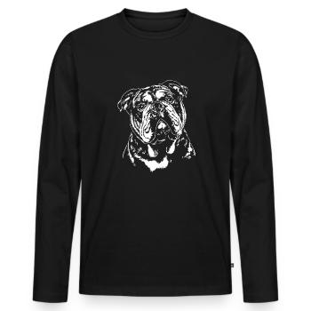 OLD ENGLISH BULLDOG Portrait Hunde OEB Wilsigns - Männer Premium Bio Langarmshirt - Schwarz - Vorne - Nico (187cm)