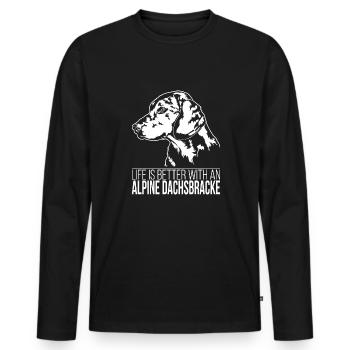 ALPINE DACHSBRACKE la vie est meilleure Chiens Wilsigns - T-shirt manches longues Premium bio Homme - noir - Devant - Nico (187cm)