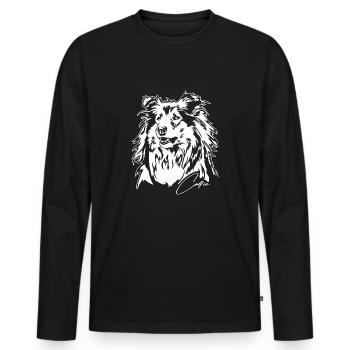 Collie Langhaar Hundeportrait Hunde Hund Wilsigns - Männer Premium Bio Langarmshirt - Schwarz - Vorne - Nico (187cm)