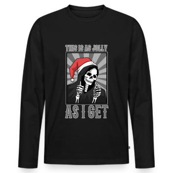 This Is As Jolly As I Get - Men's Premium Organic Long Sleeve Shirt - black - Front - Nico (187cm)