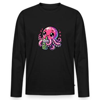 Bubble Tea Octopus Boba Tea Kawaii Geschenk - Männer Premium Bio Langarmshirt - Schwarz - Vorne - Nico (187cm)