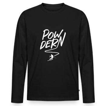 Powdering Deep Snow Skiing - Men's Premium Organic Long Sleeve Shirt - black - Front - Nico (187cm)