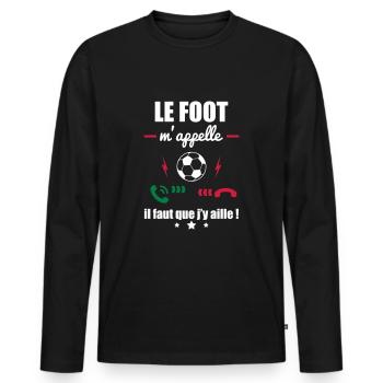 Le foot m appelle,football - T-shirt manches longues Premium bio Homme - noir - Devant - Nico (187cm)