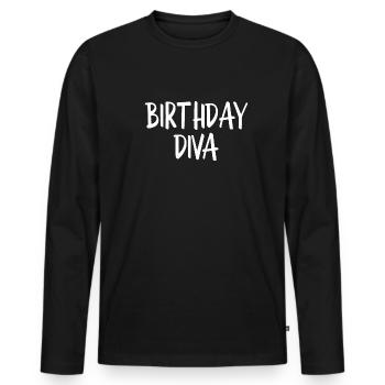 Diva d’anniversaire - T-shirt manches longues Premium bio Homme - noir - Devant - Nico (187cm)