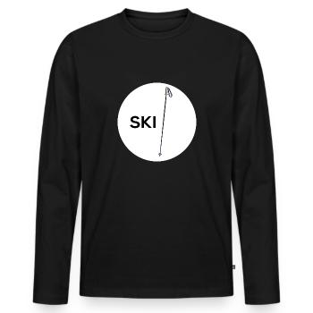 Alpine skier powder snow ski pole - Men's Premium Organic Long Sleeve Shirt - black - Front - Nico (187cm)