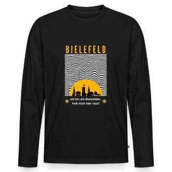 Bielefeld Shirt lustiger Spruch Skyline Geschenk - Männer Premium Bio Langarmshirt - Schwarz - Vorne - Nico (187cm)
