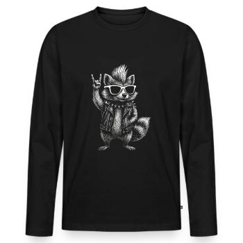 Rock Musique raton laveur Drôle Humour Idée cadeau - T-shirt manches longues Premium bio Homme - noir - Devant - Nico (187cm)